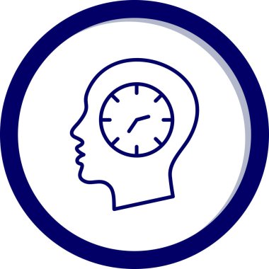 Beyin saati vektör simgesi. biçim düz sembol, kobalt rengi, yuvarlak açılar, beyaz arkaplan