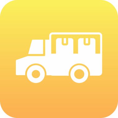 Bir kamyonun sarı ve beyaz ikonunun vektör çizimi