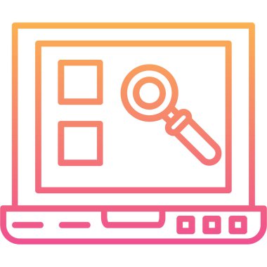 büyüteç simge vektör illüstrasyonlu laptop