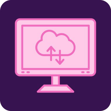 Bulut Hesaplama. Web simgesi basit illüstrasyon