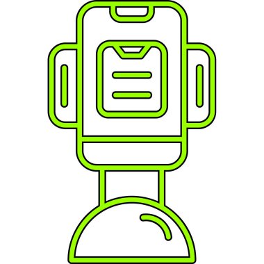 yeşil kahve makinesi ikonu. Web için kahve makinesi vektör simgesinin özet çizimi