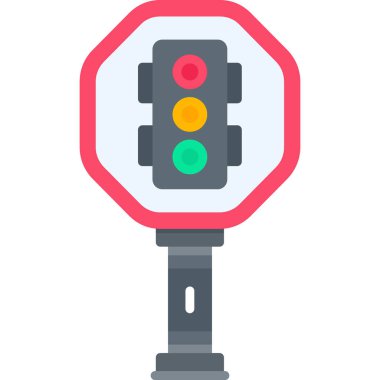 Trafik ışığı simgesi. Web için karayolu trafik vektör simgesinin düz çizimi