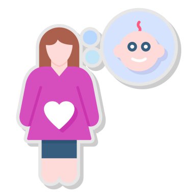 Kalp etiketi olan hamile kadın vektör çizimi tasarımı