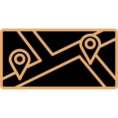 Harita iğne simgesi. Web için harita vektör simgelerinin özet çizimi