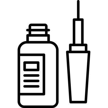 şişe ve bardak su ikonu, çizgi tarzı.