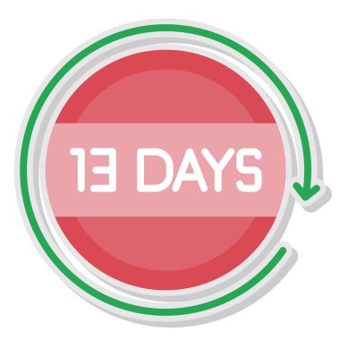 Geriye kalan 11 gün simge, vektör, illüstrasyon