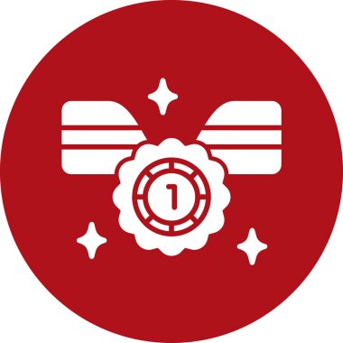 Kırmızı ve beyaz yuvarlak simgenin vektör çizimi