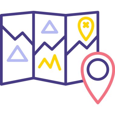 Bir harita simgesinin vektör illüstrasyonu