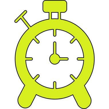 Alarm saat simgesi renk ana hatları vektörü. Alarm saati zamanlayıcısı