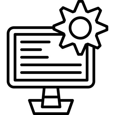 Bilgisayar monitörü. Web simgesi basit illüstrasyon