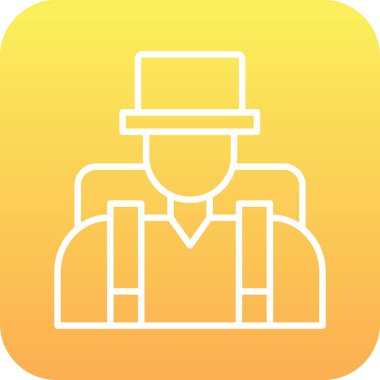 Beyaz şapkalı ve sarı kravatlı bir adamın vektör çizimi