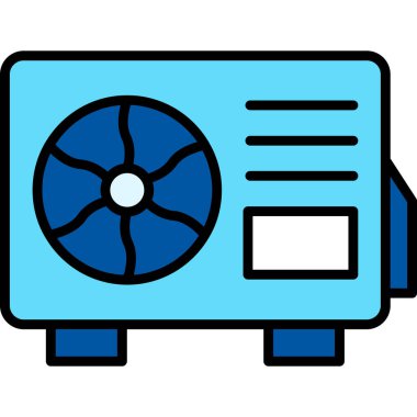 Bilgisayar soğutucu simgesi. ana hatlı bilgisayar soğutucu vektör rengi düz tasarım
