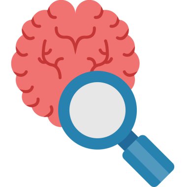 Büyüteçli beyin, resimleme, beyaz arkaplanda vektör.