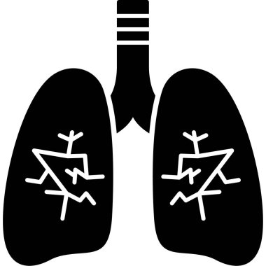 Akciğer simgesi ve vektör çizimi beyaz arkaplanda izole edildi