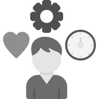 Kalp ikonu olan adam, vektör illüstrasyonu