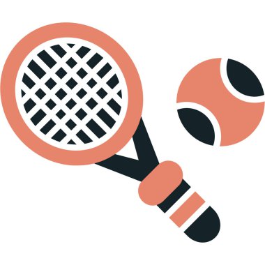 Tenis raketi ve top ikonu. Spor ve eğlence etkinliği teması. Yalnız tasarım. vektör illüstrasyonu