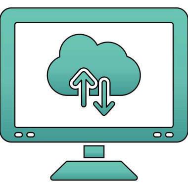 Bulut hesaplama teknolojisi simgesi. ana hatlı bulut hesaplama vektör simgesi rengi düz izole