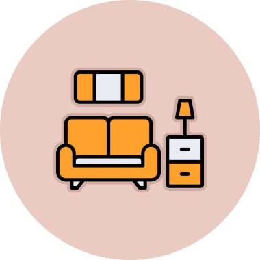 oturma odası vektör simgesi modern basit vektör çizimi