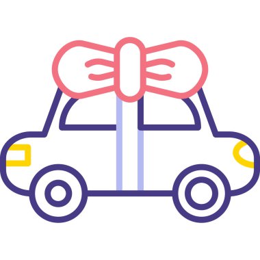 Araba hediye ikonu vektörü. İnce çizgi işareti. izole edilmiş sınır sembolü çizimi