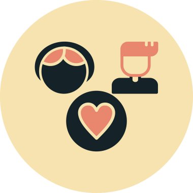 Kalp. daire içinde düz simge