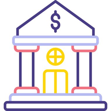 Banka finans sektörü simgesi düz stil