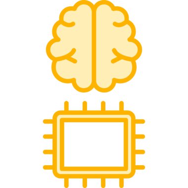 Çipli beyin. Web simgesi basit illüstrasyon