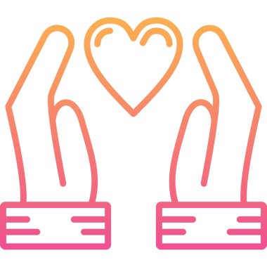 Kalp simgesini tutan bir elin vektör çizimi