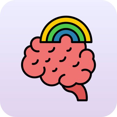 Beyin simgesi, çizgi film tarzı