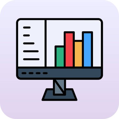 Grafik çizelgesi ve veri analizi ile bilgisayar monitörü
