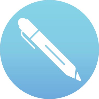 Mavi arkaplanda izole edilmiş basit moda kalem simgesi