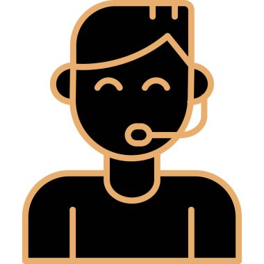 Mikrofon simgesi olan genç bir adam, basit vektör çizimi