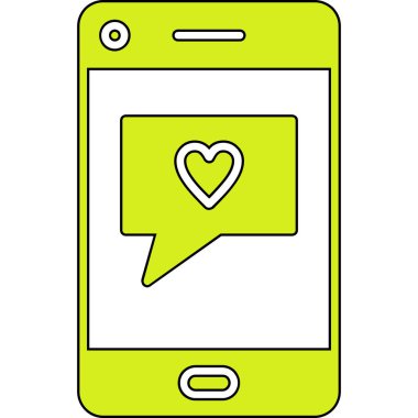 kalp sembolü vektör illüstrasyon grafik tasarımlı akıllı telefon