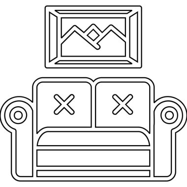 Yatak odası iç kanepe simgesi ana hatlarıyla