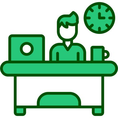 Dizüstü bilgisayarda çalışan yönetici, basit simge illüstrasyonu