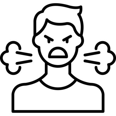 kızgın adam vektör çizgisi simgesi, özet çizimi