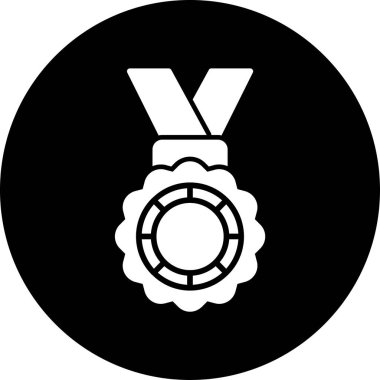 Madalya vektör ikonu. style flat bicolor sembolü, siyah ve beyaz yuvarlak açılar, gri arkaplan.