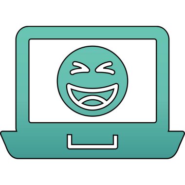 Gülümseyen mutlu dizüstü bilgisayar Kawaii karakter çizimi tasarımı