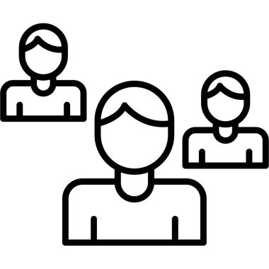 İnsanlar grup simgesi ana hatları vektörüyle tanışıyor. İnsan takımı. İnsanlarla tanışan takım