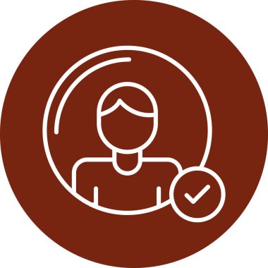 Yuvarlak ikonu olan bir kadının vektör çizimi