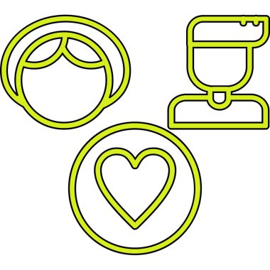 Yüzük simgesine sahip kalp, beyaz arkaplanda izole edilmiş vektör illüstrasyonu