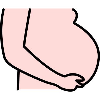 Pembe renkli vektör çizimi olan hamile bir kadın.