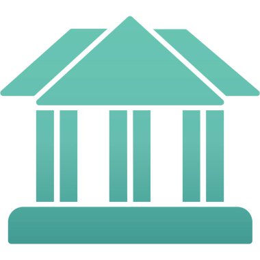 Banka Binası düz vektör simgesi