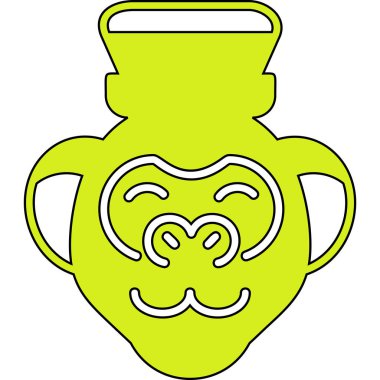 Yeşil çaydanlık ve yaprağın çizimi..