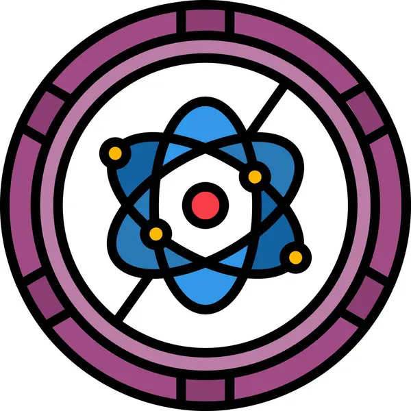 Nükleer atom simgesi - ana hatlar biçiminde