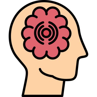 Beyin ikonu, vektör, illüstrasyon tasarımı olan insan kafası