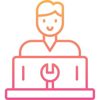 Dizüstü bilgisayarı olan adam vektör çizimi