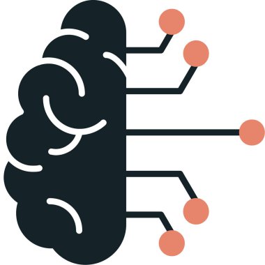 Yapay Zeka Simgesi, Beyaz Arkaplanda Basit Vektör İllüstrasyonu