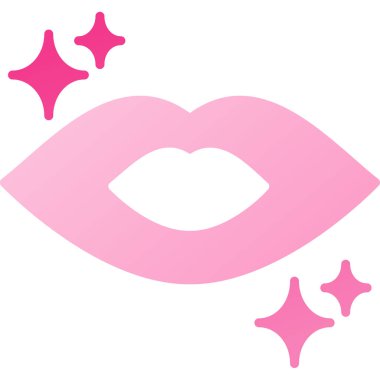 Beyaz arka planda pembe rujlu kadın dudaklarının vektör çizimi