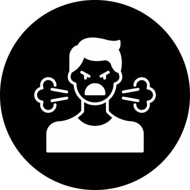 Kızgın yüz ikonu olan kızgın adam, basit bir tarz.