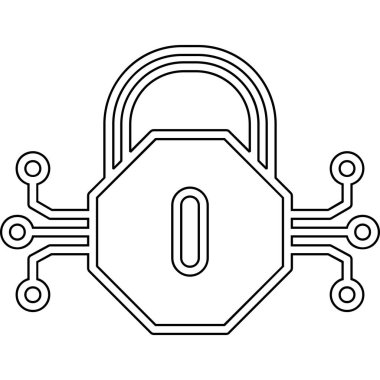 Şifrelenmiş ağ simgesi, vektör illüstrasyonu